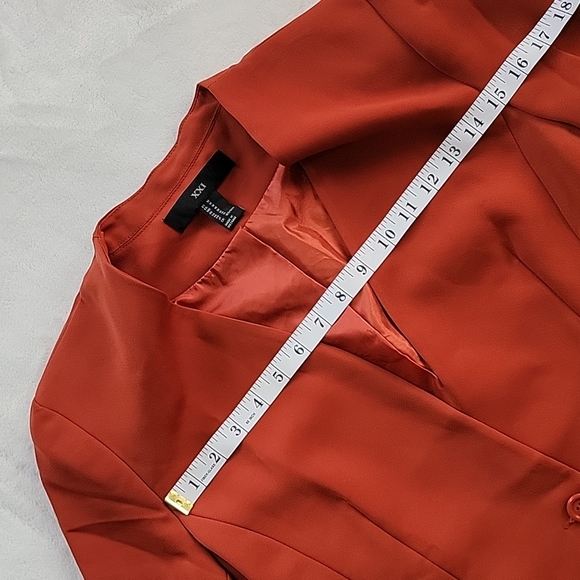 🪵 BURNT ORANGE BROWN SIENNA CARMEL RUST SNATCHED FOREVER 21 BLAZER - Picture 8 of 8